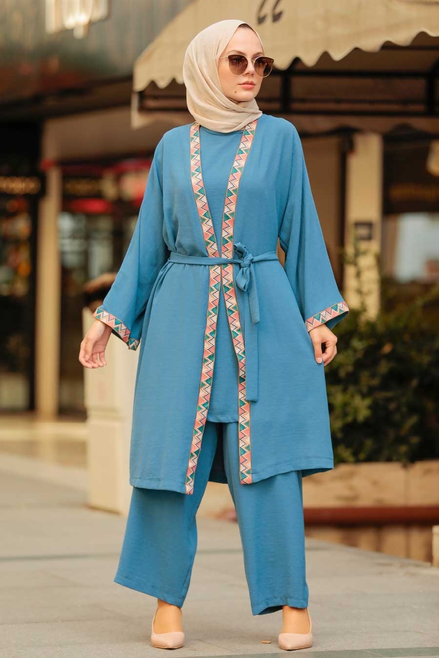 Women's Indigo Kimono Jacket, Pants & Tunic Set