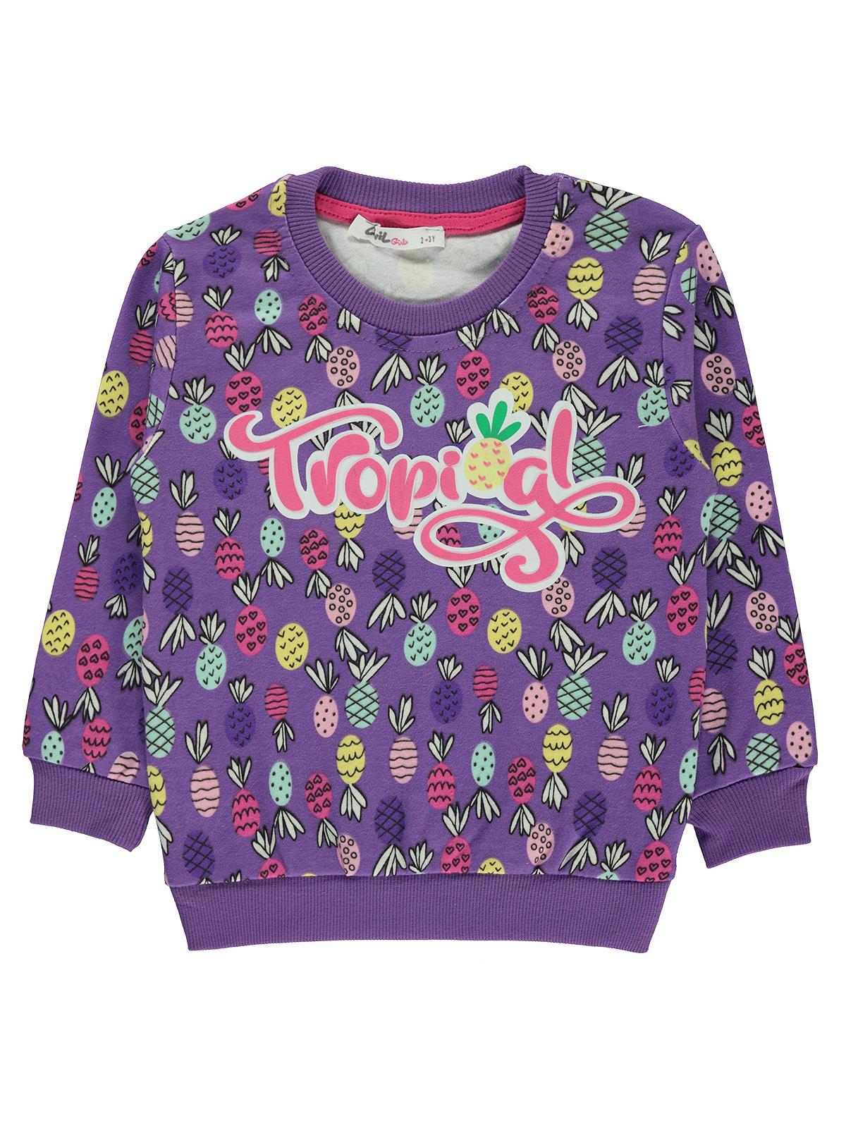 Girl's Printed Purple Sweatshirt