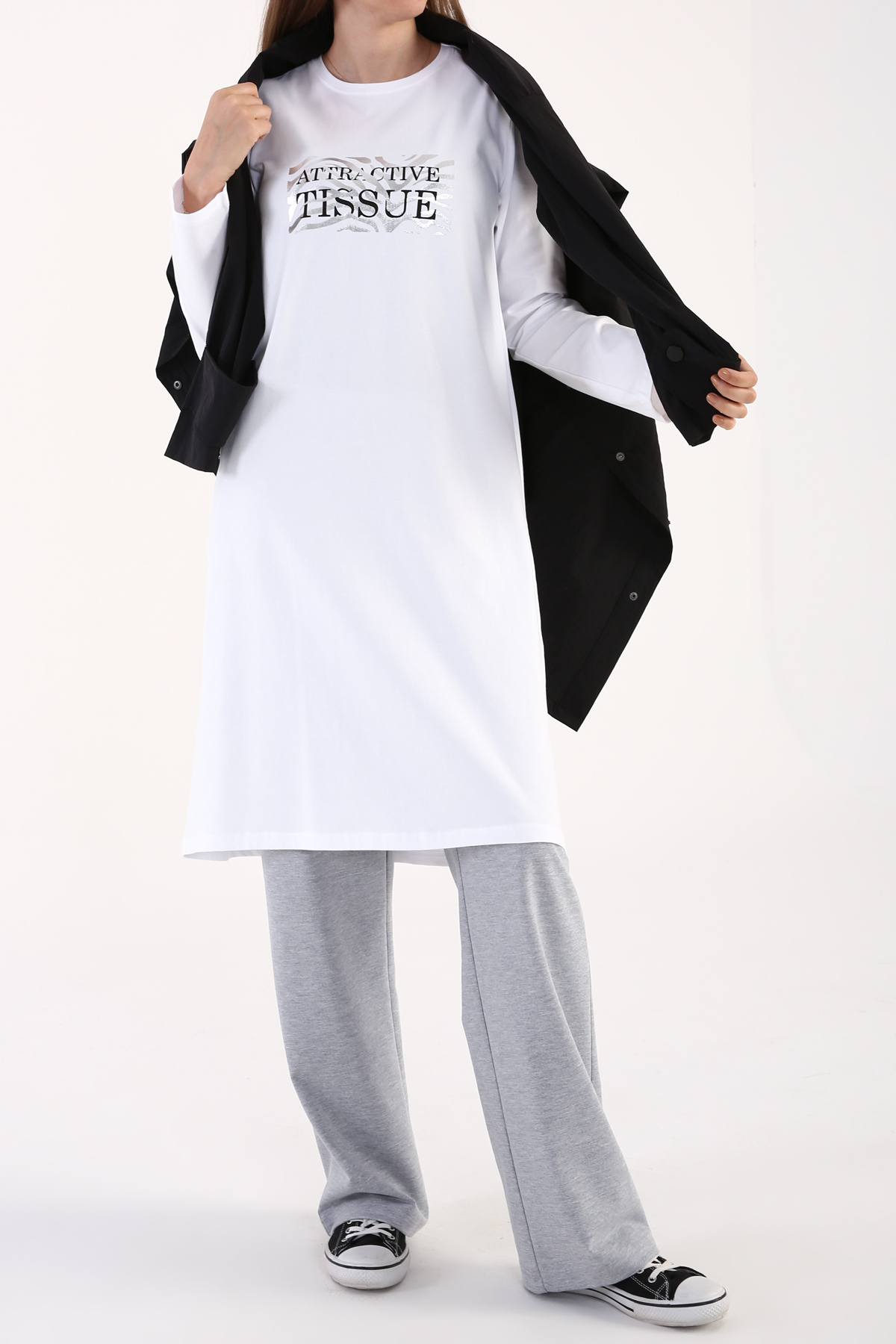 Women's Gilded Long White T-shirt